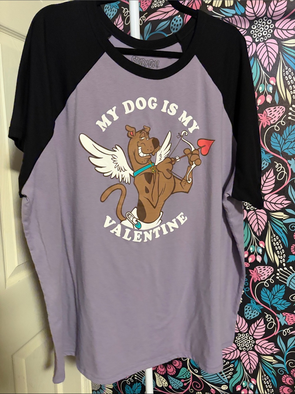 Torrid Scooby-Doo Lavender and Black 'My Dog Is My Valentine' Raglan Tee
